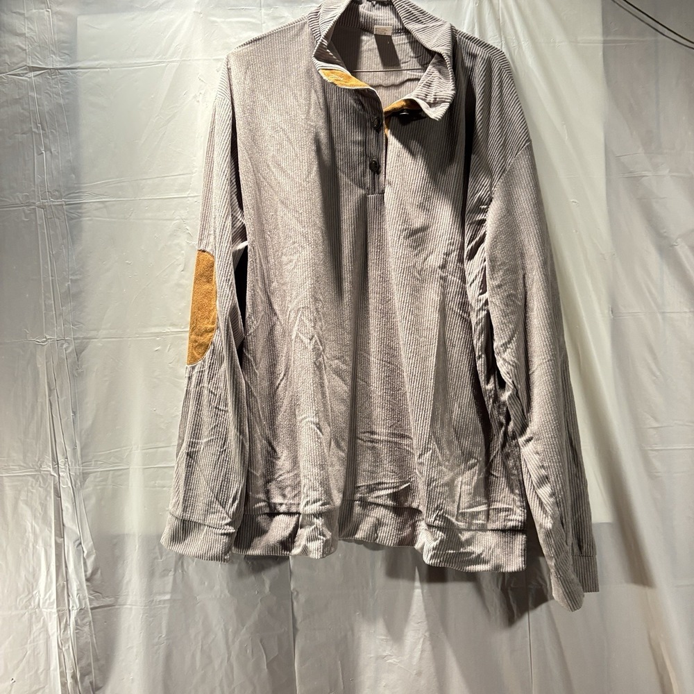 Long Sleeve Shirt Corduroy Tan Elbow Patch XL Hengsheng Jeans Four Button